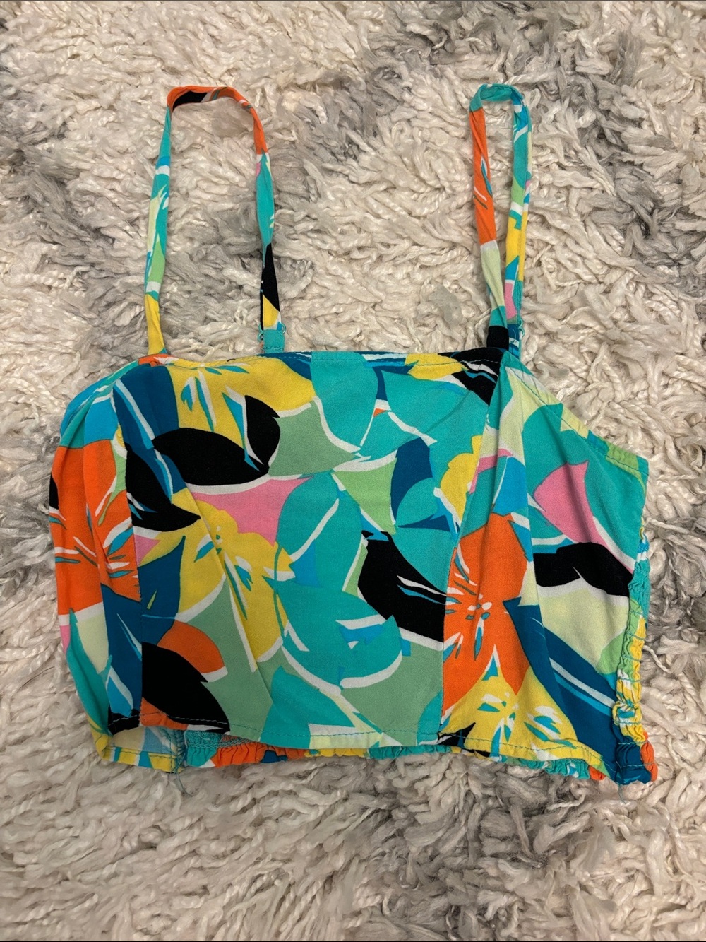 Tropical Floral Cropped Tank Top - Multicolor